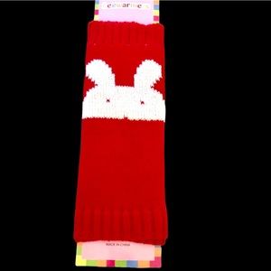 80’s red leg warmers with rabbit and music notes